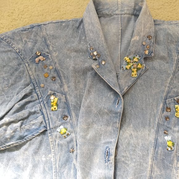 vintage 80s acid wash denim shirtdress topper🎈HOST PICK🎈 - Picture 15 of 15